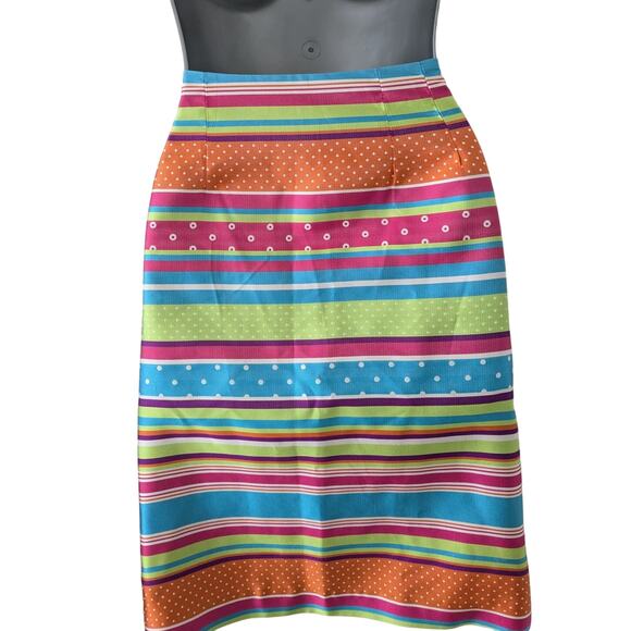 J. McLaughlin Sz 8 Bold Print Ribbon Pencil Skirt - Picture 2 of 7